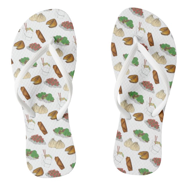 Takeaway Chinese Restaurant Takeout Food Cuisine Flip Flops (Footbed)