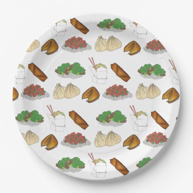 Takeaway Chinese Restaurant Takeout Food Cuisine Paper Plate (Front)