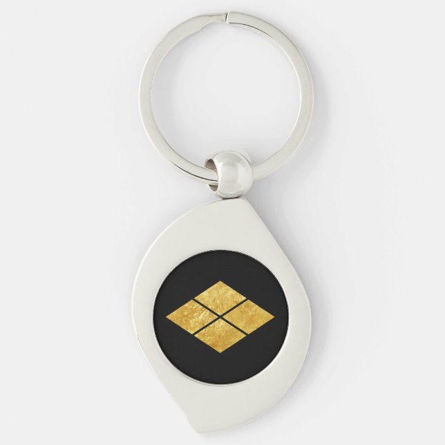 Takeda kamon Japanese samurai clan faux gold Keychain (Front)