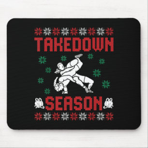 Takedown Season Girls Wrestling Ugly Sweater Chris Mouse Pad