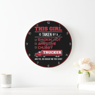 Taken By A Hot Trucker Large Clock