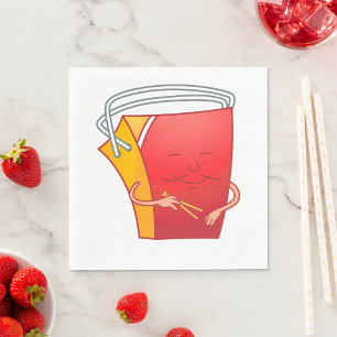 Takeout Box with Chopsticks Funny Asian Food Napkin