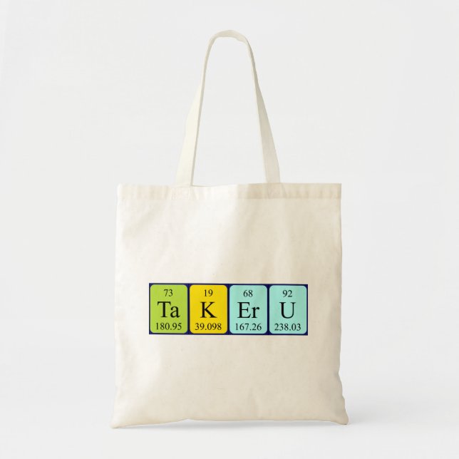 Takeru periodic table name tote bag (Front)