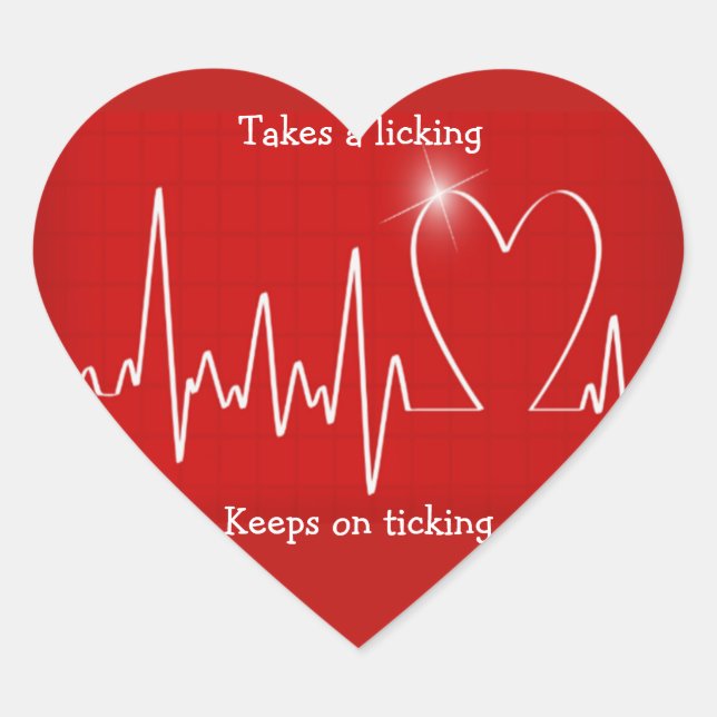 Takes a Licking – Keeps on Ticking Heart Sticker (Front)