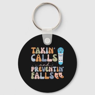 Takin Calls And Preventin Falls Thanksgiving Nurse Keychain