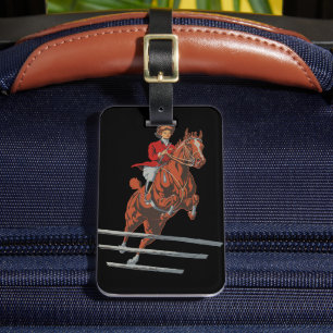 Taking a Flyer, Vintage Female Horse Rider Luggage Tag