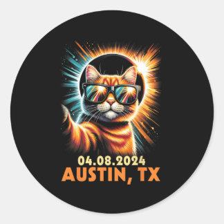 Taking A Selfie Total Solar Eclipse 2024 Austin Te Classic Round Sticker