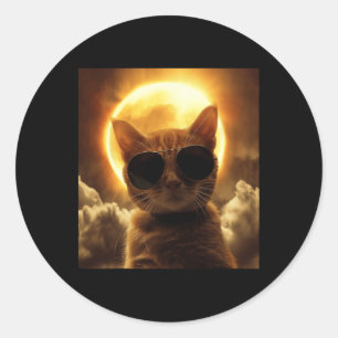 Taking A Selfie With Solar Eclipse Wearing Sungles Classic Round Sticker