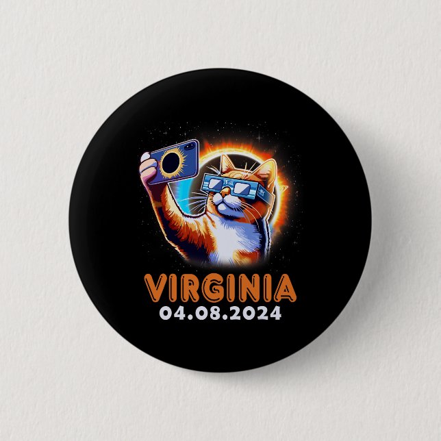 Taking A Selfie With Total Solar Eclipse 2024 Virg 2 Inch Round Button (Front)