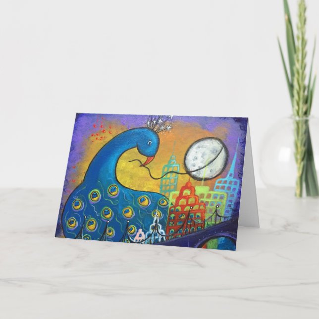 Taking Back the Night Peacock in the City Card (Front)