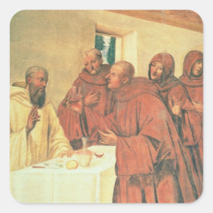 Taking Communion, from the Life of St. Benedict (f Square Sticker