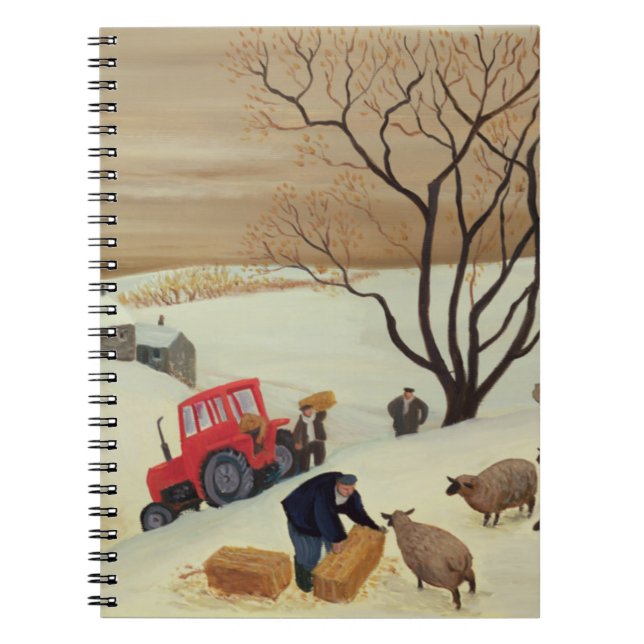 Taking Hay to the Sheep by Tractor Notebook (Front)
