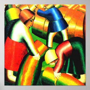 Taking in the Harvest print vintage Russian art