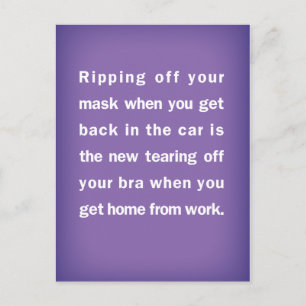 Taking Off Mask in Car/Taking Off Bra at Home Joke Postcard