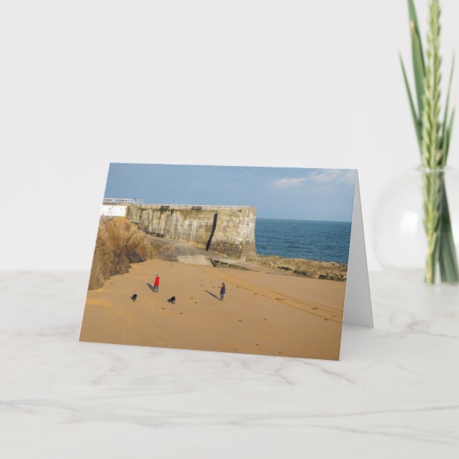 Taking the dogs for a walk holiday card (Front)