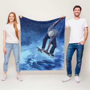 Taking To The Skies - Skateboarder  Fleece Blanket