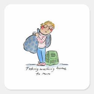 Taking Washing Home to Mum Square Sticker