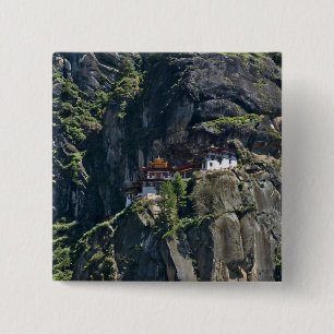 Taktsang Monastery on the cliff, Paro, Bhutan 2 Inch Square Button