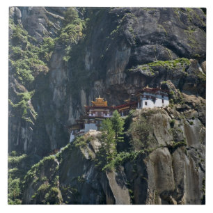 Taktsang Monastery on the cliff, Paro, Bhutan Tile