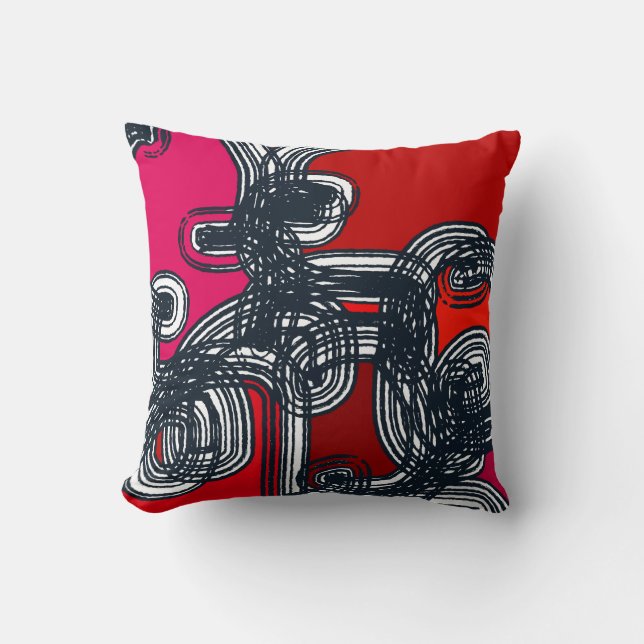 TAKUROMAN「Red」クッション Throw Pillow (Front)
