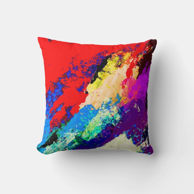 TAKUROMAN「Storm」Red Throw Pillow (Front)