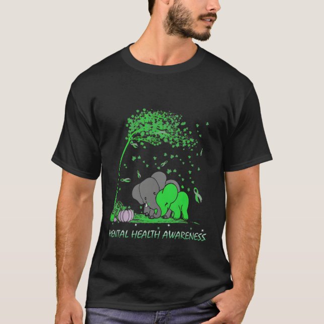 Tal Health Awareness Green Ribbon Elephant T-Shirt (Front)
