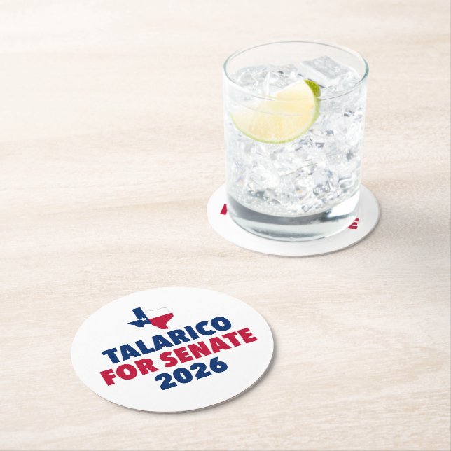 Talarico for Senate 2026 Election Texas Round Paper Coaster (Insitu)