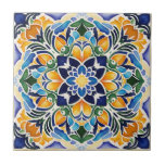 Talavera azulejo blue tile  favours vintage Mexica<br><div class="desc">Blue and brown colourful vintage Mexican talavera azulejo tiles ceramic tile wedding favours bridal shower favours party favours  home decor gifts for her wedding gifts for any occasion gifts for mom dinning table decor wedding reception decor bridal shower table decor Mexican party table decor home decor gifts</div>
