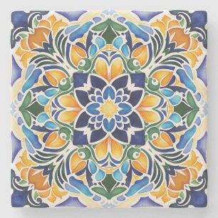 Talavera azulejo blue tile  favours vintage Mexica Stone Coaster