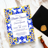 Talavera azulejo blue tiles Mexican bridal shower