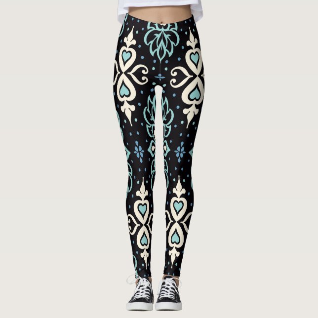 Talavera Azulejos Moroccan Tile Mosaic Leggings (Front)