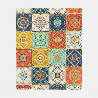 Talavera, Azulejos, Turkish mosaic wallpaper. Fleece Blanket