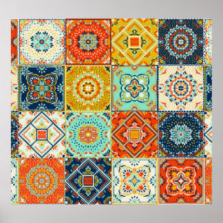 Talavera, Azulejos, Turkish mosaic wallpaper. Poster