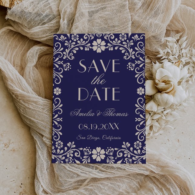 Talavera Blue Mexican Wedding  Save The Date (Creator Uploaded)