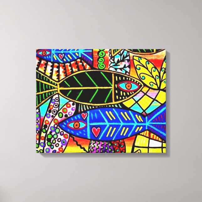 Talavera Fish In Love Canvas Print (Front)
