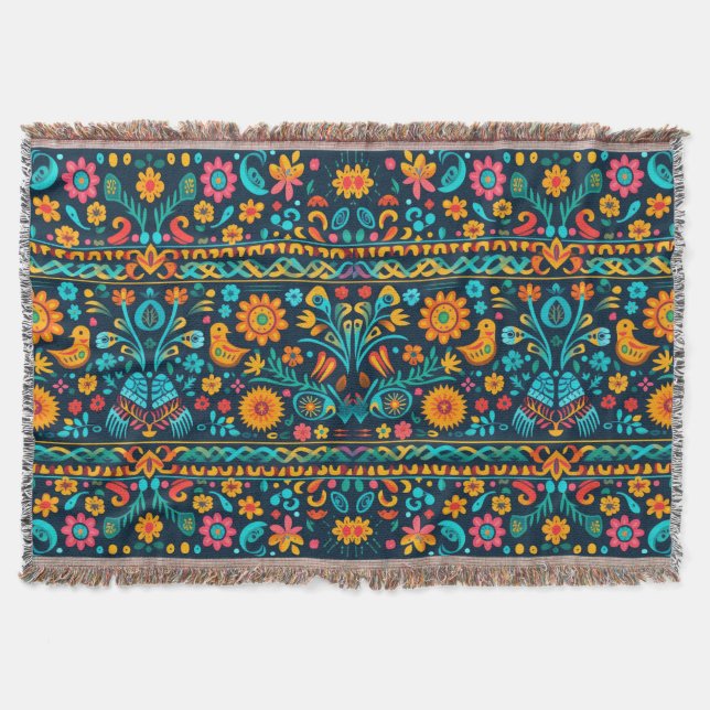 Talavera Garden Throw Blanket (Front)