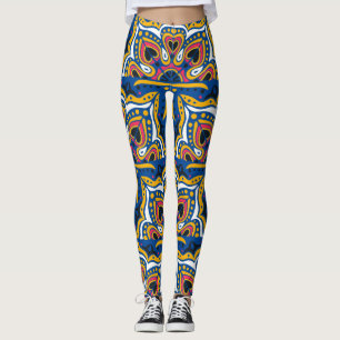 Talavera Indian Mosaic: Ceramic Seamless. Leggings