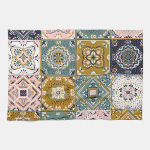 Talavera Indian: Patchwork, Ethnic Mosaic. Kitchen Towel