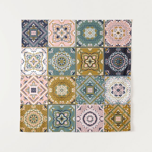 Talavera Indian: Patchwork, Ethnic Mosaic. Tapestry (Front)