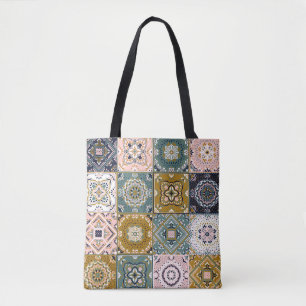 Talavera Indian: Patchwork, Ethnic Mosaic. Tote Bag