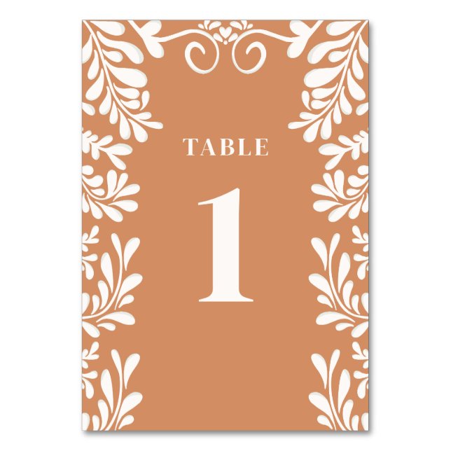 Talavera Mexican Wedding Table Number Cards (Front)