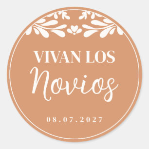 Talavera Mexican Wedding Vivan Los Novios Cupcake  Classic Round Sticker
