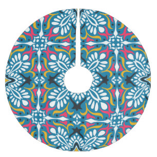 Talavera Mosaic: Multicultural Seamless Wallpaper. Brushed Polyester Tree Skirt