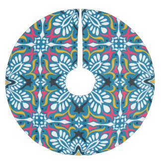 Talavera Mosaic: Multicultural Seamless Wallpaper. Brushed Polyester Tree Skirt