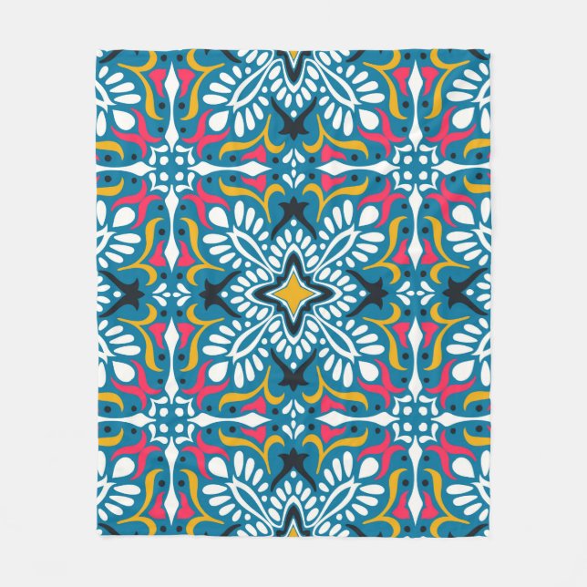 Talavera pattern. Indian patchwork. Azulejos portu Fleece Blanket (Front)