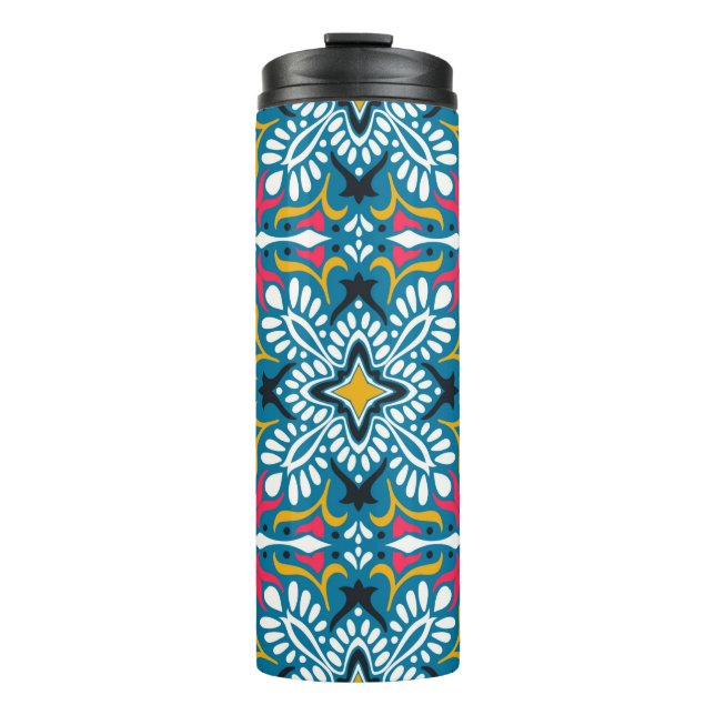 Talavera pattern. Indian patchwork. Azulejos portu Thermal Tumbler (Front)