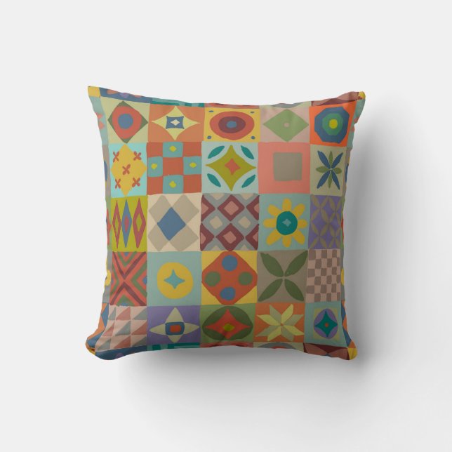 Talavera pattern. Indian patchwork. Turkish orname Throw Pillow (Front)