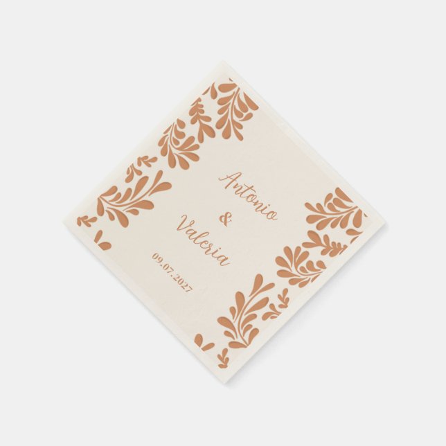 Talavera Personalized Wedding Mexican Barro Tile Napkin (Corner)