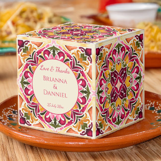 Talavera pink tile vintage Mexican wedding custom Favor Box