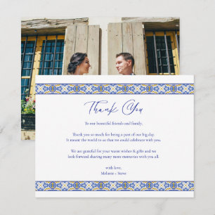 Talavera Spanish Mexican Wedding Photo Thank You Card